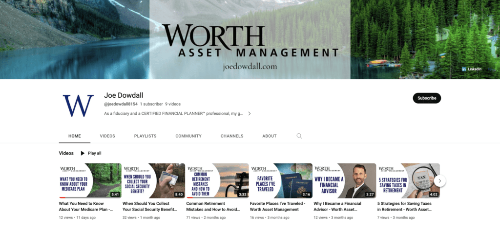 Worth Asset Management YouTube channel