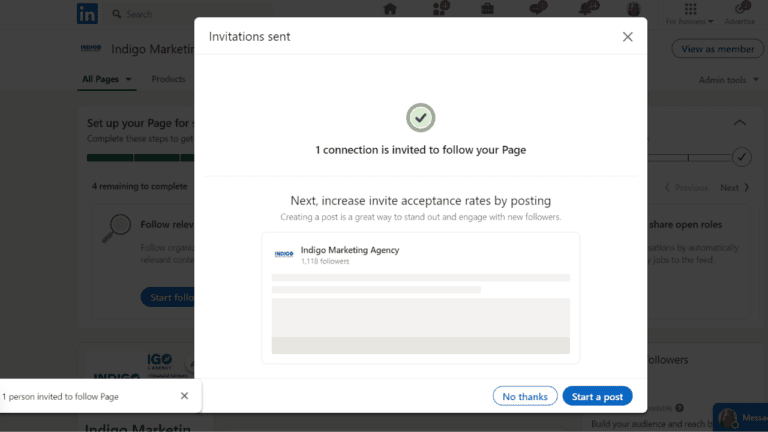 How to invite connections to follow your LinkedIn Company page.